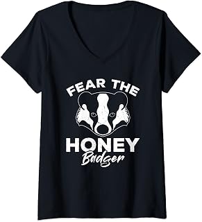 Womens Fear The Honey Badger V-Neck T-Shirt