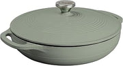 Lodge Essential Enamel Cast Iron Braiser, 3.6 Quart, Desert Sage | Refrigerator- & Oven-Safe up to 500°F, Induction-Safe, Heat-Retaining, Non-Toxic Enamel Braiser Cookware