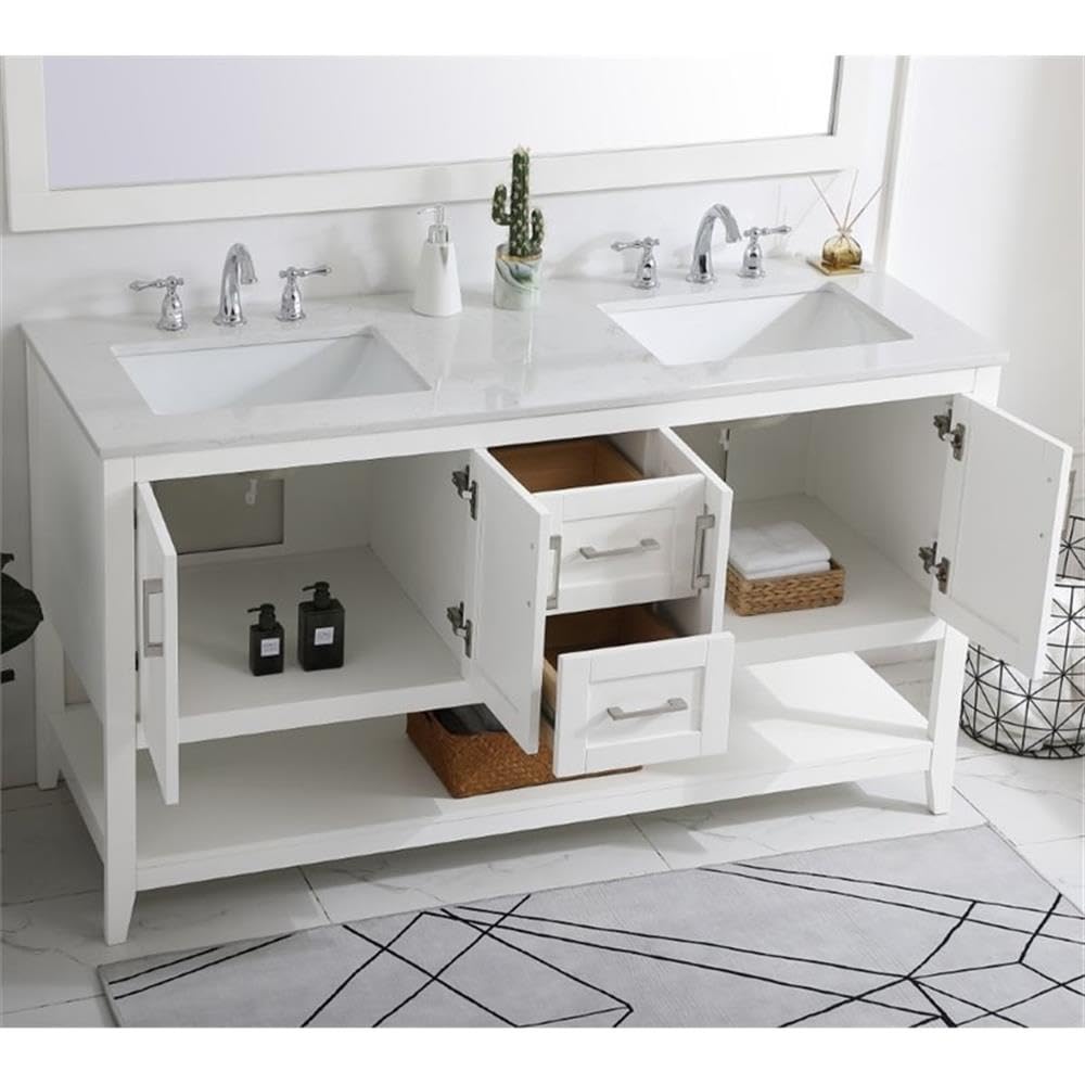 Elegant Decor 60"Lx22"Wx34"H / White / Traditional Bathroom Vanities
