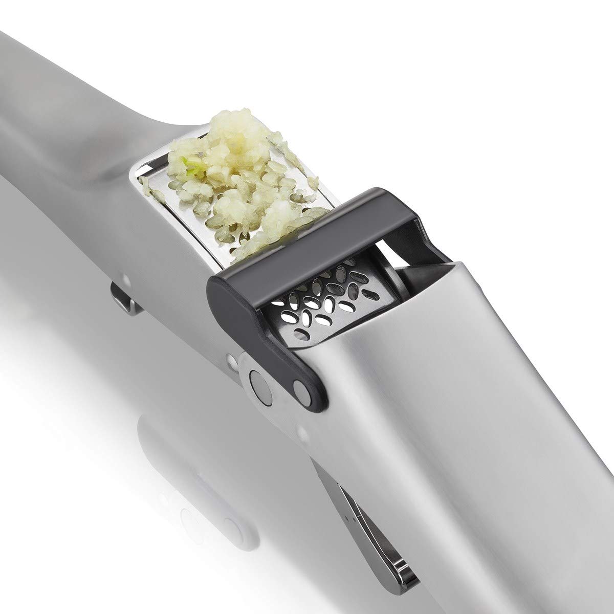 Garlic Press by GEFU – 20.6 x 3.7 x 6.2 cm, Plastic, Silver / Black, Model 13451