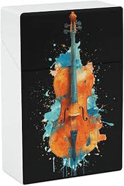 Musical Violin Watercolor Splashes Mens Cigarette Case for Women Plastic Cigarettes Holder Box Smoking Accessories