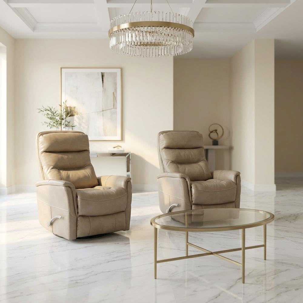 Beige Linen Swivel Glider Recliner Two Pack by Starlight Canyon Home – 90% Polyester, 10% PU (W), Beige, Pack of 2