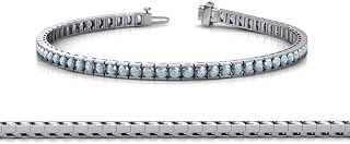 Aquamarine 2mm Channel Set Tennis Bracelet 2.69 ctw 14K White Gold