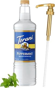 Torani Sugar Free Peppermint Syrup 1L Bottle with Pump – Keto, 0 Calorie