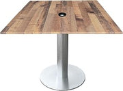Holland Bar Stool Co. Indoor/Outdoor 30" Tall OD219 Brushed Aluminum Table with 36" x 36" Square EuroSlim Rustic Top with Umbrella Hole