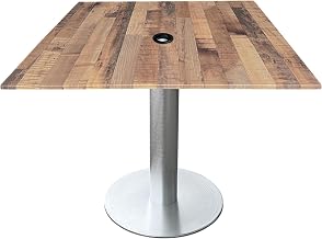 Holland Bar Stool Co. Indoor/Outdoor 30" Tall OD219 Brushed Aluminum Table with 36" x 36" Square EuroSlim Rustic Top with Umbrella Hole