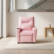 Pink Kids Recliner Chair with Cupholder by Furnifact – PVC Fabric, Wood, Foam, Pink