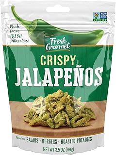 Fresh Gourmet Crispy Lightly Salted Jalapenos | 3.5 Ounce, Pack of 6 | Low Carb | Crunchy Snack and Salad Topper