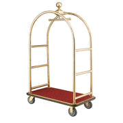 Gold Stainless Steel Bellman Cart Curved Uprights by Global Industrial – 12-Gauge Steel, Gold/Red, Model 985118GD