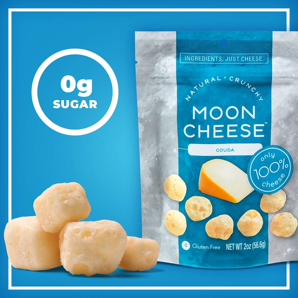 100% Natural Cheese Snack - Gouda - 2 oz - 12 Pack by Moon Cheese – 2 Ounce (Pack of 12), Pack of 12, Model 00502