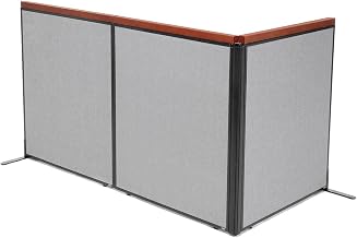 Global Industrial 36-1/4"W x 43-1/2"H Deluxe Freestanding 3-Panel Corner Room Divider, Gray