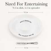 Mud Pie Ceramic Appetizer Dish And Spreader, White, 9.5 Inch