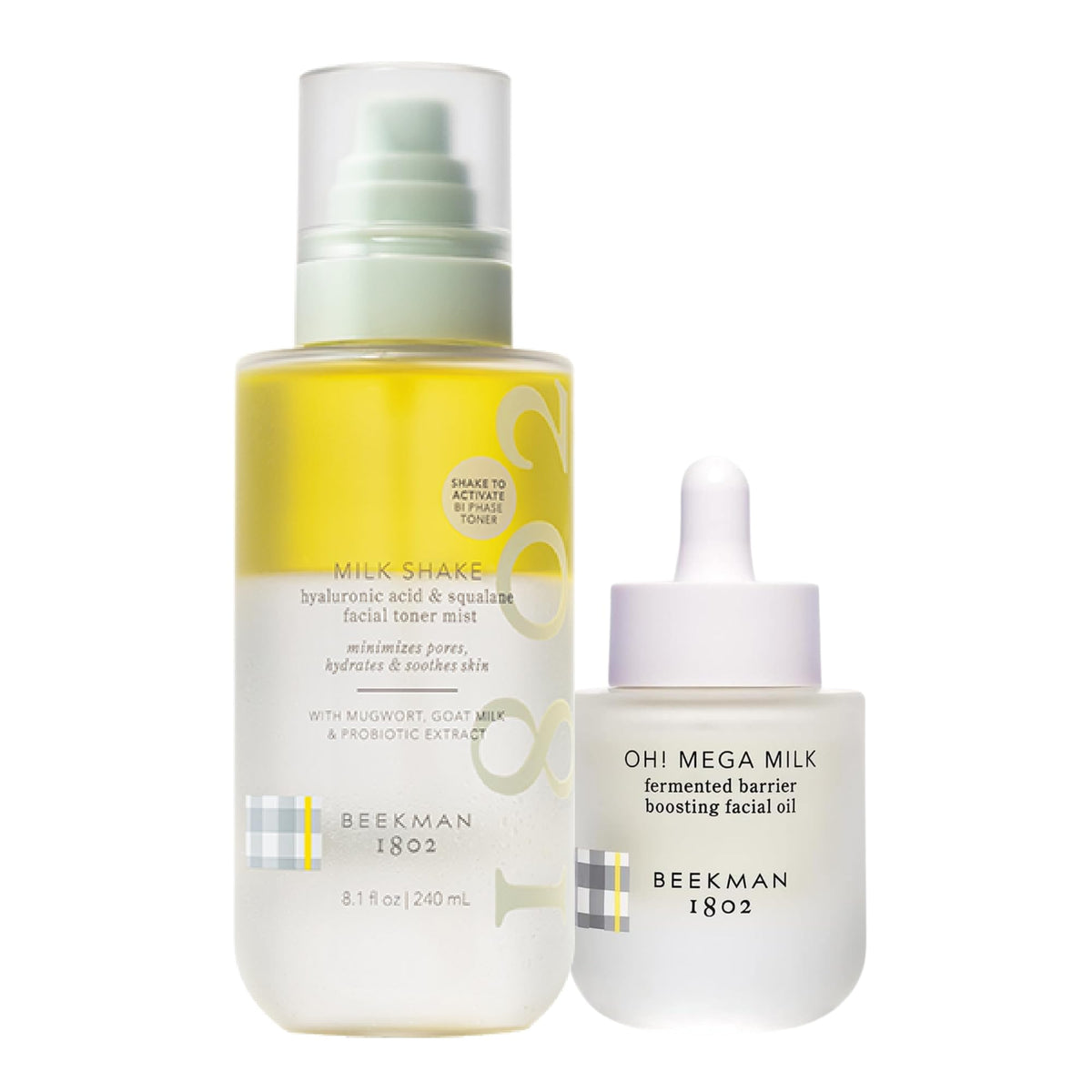 Milk Shake Hydrating Toner & Face Mist (8.1 fl oz) + Oh! Mega Milky Oil Facial Oil (1 fl oz) by Beekman 1802 – Pack of 2