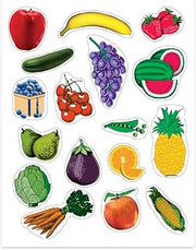 Hygloss Products Fruits & Vegetable Shape Stickers - Great for Learning About Nutrition - Perfect for Arts, Crafts, Classroom & Much More - 17 Self-Adhesive Stickers per Sheet - 3 Sheets