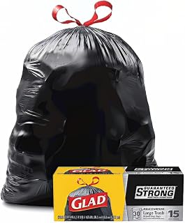 Glad Trash Bags, Outdoor Garbage Bags with Drawstring, 30 Gallon 15 bags