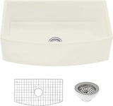 Ruvati 33 inch Fireclay Biscuit Farmhouse Kitchen Sink Bow Front Curved Apron Single Bowl - RVL2398BS