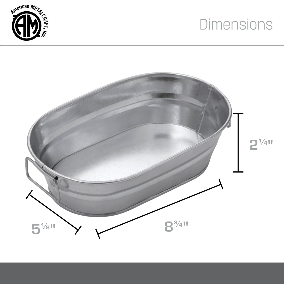 American Metalcraft 32 oz (Pack of 1) / Oval Tub / Silver Beverage Tubs