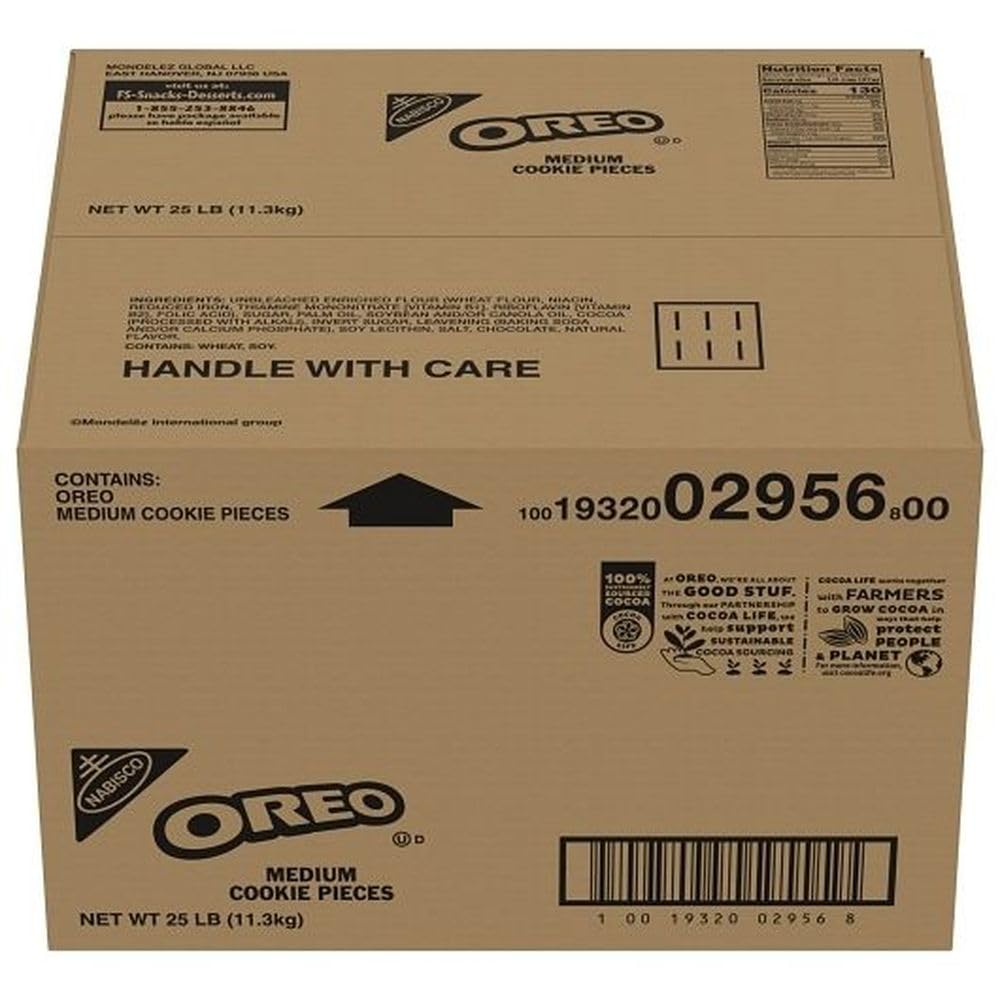 Oreo Crunch Medium Cookie Pieces - 25 lb Bulk Bag by NABISCO – 25 Pound, Model 2956