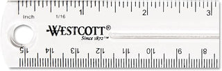 Westcott Shatter-Resistant Plastic Ruler, 6" Length, Transparent (45016)