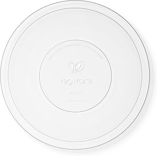 Vegware 185 Compostable Clear Bowl Lids, Case of 300, Fits all 185-Series Containers, Plant Based PLA Plastic, Round Cold Food Lids, Disposable
