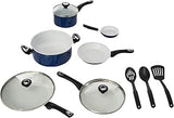 Farberware 17490 Ceramic Dishwasher Safe Nonstick Cookware Set / Pots and Pans Set - 12 Piece, Blue
