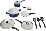 Farberware 17490 Ceramic Dishwasher Safe Nonstick Cookware Set / Pots and Pans Set - 12 Piece, Blue
