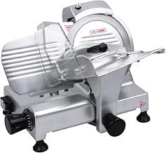 eurodib Commercial Meat Slicer, Compact Countertop Deli Slicer – HBS-195JS | Belt drive, integrated blade sharpener, Perspex protector guard, waterproof shut-off, adjustable slice thickness