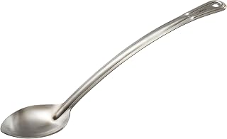 Winco 15" Stainless Steel Basting Spoon Solid, Curved Handle | Restaurant service, Great for Cooking, Buffet Service, Food Preparation and Serving