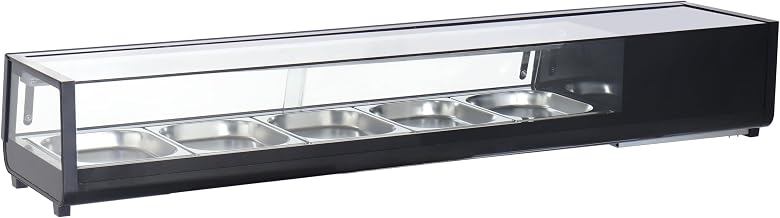 Omcan 48670 71-INCH Sushi Showcase with Flat Glass with 132 L Capacity - Black