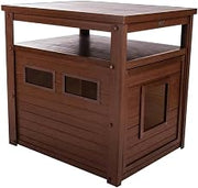 Russet Jumbo Litter Box Cover End Table for Cats, Engineered Wood Composite Durable Construction, Stylish Storage Solution with Cat Access Door