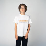 Boys Short Sleeves Tee-Shirt by Timberland – 8 Years, White, Model T60968/10P