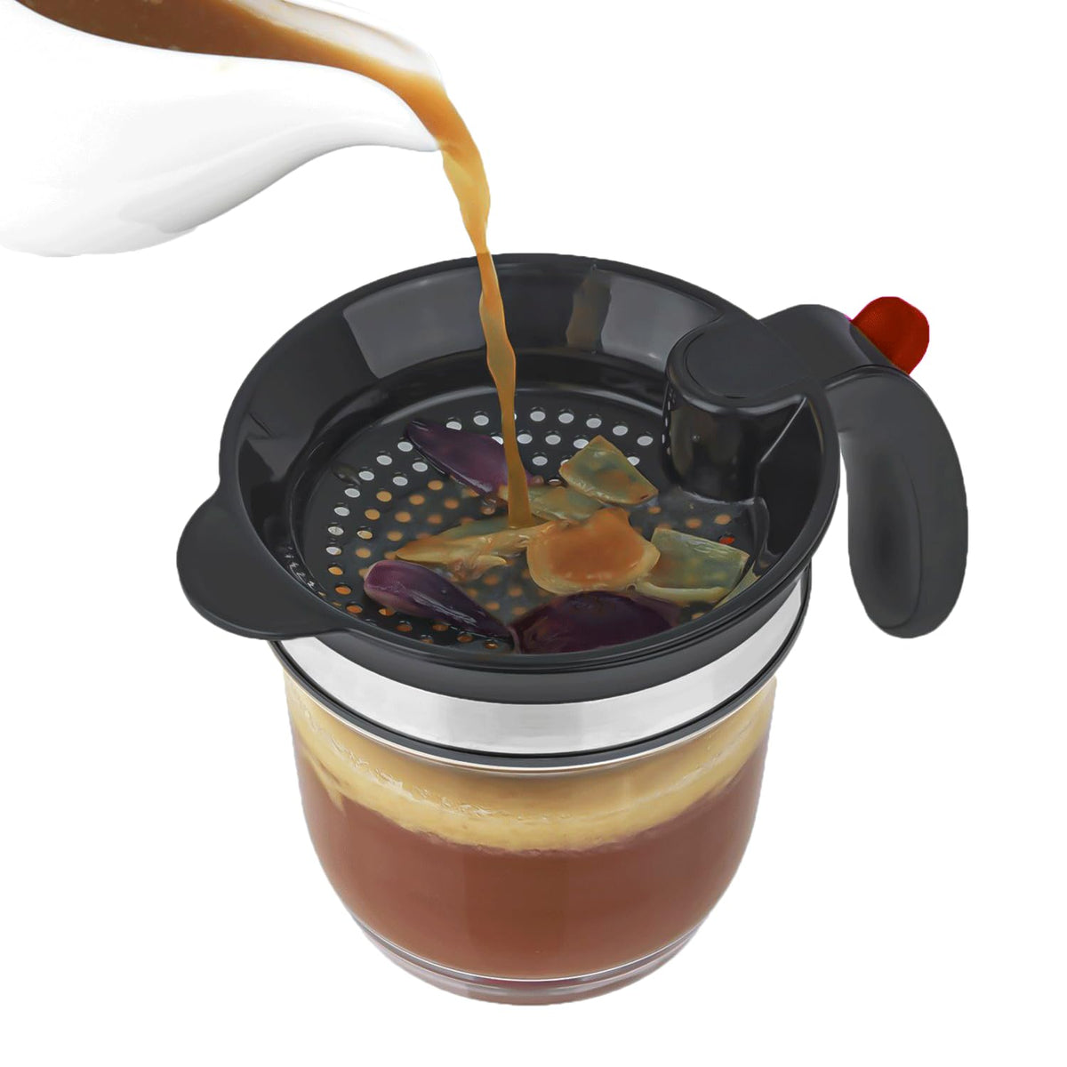 Ivyhome Fat Separator Measuring Cup, 4 Cup Capacity, Red