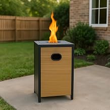 Tapered Square Outdoor Propane Gas Fire Pit Table 40,000 BTU Propane with Glass Bead Filler