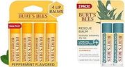 Burt's Bees Lip Balm Easter Basket Stuffers - Original Beeswax, With Rescue Balm Cooling Eucalyptus, Moisturizer For Dry Lips, 6 Tubes