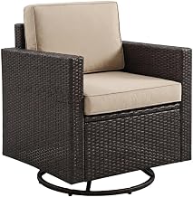 Beige Outdoor Wicker Swivel Rocker Chair for Patio and Garden, Comfortable Design, Durable Frame, Supportive Backrest, Stylish Weather-Resistant Finish