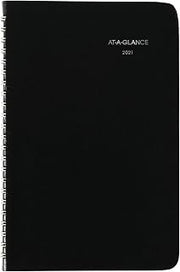 2021 Weekly Appointment Book & Planner by AT-A-GLANCE, 5-1/2" x 8-1/2", Small, Tabbed Telephone/Address Pages, DayMinder, Black G2100021)
