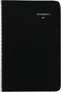 2021 Weekly Appointment Book & Planner by AT-A-GLANCE, 5-1/2" x 8-1/2", Small, Tabbed Telephone/Address Pages, DayMinder, Black G2100021)
