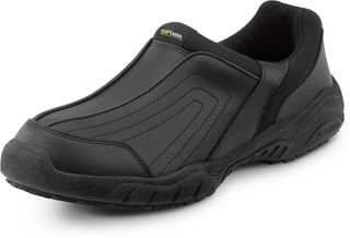 Womens Black Charlotte MaxTrax Soft Toe SRO Slip-On Athletic 7.0 M by SR Max – 7, Leather, Black, Model SRM140