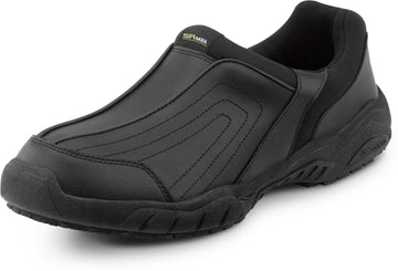 Womens Black Charlotte MaxTrax Soft Toe SRO Slip-On Athletic 7.0 M by SR Max – 7, Leather, Black, Model SRM140