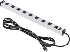 Global Industrial 25" 9 Outlet Aluminum Power Strip with 15-ft Cord ETL/cETL