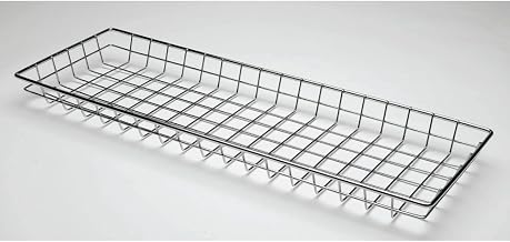 HUBERT Wire Display Basket Rectangular Chrome Plated Pastry Basket Bakery Tray - 26"L x 9"W x 2"H