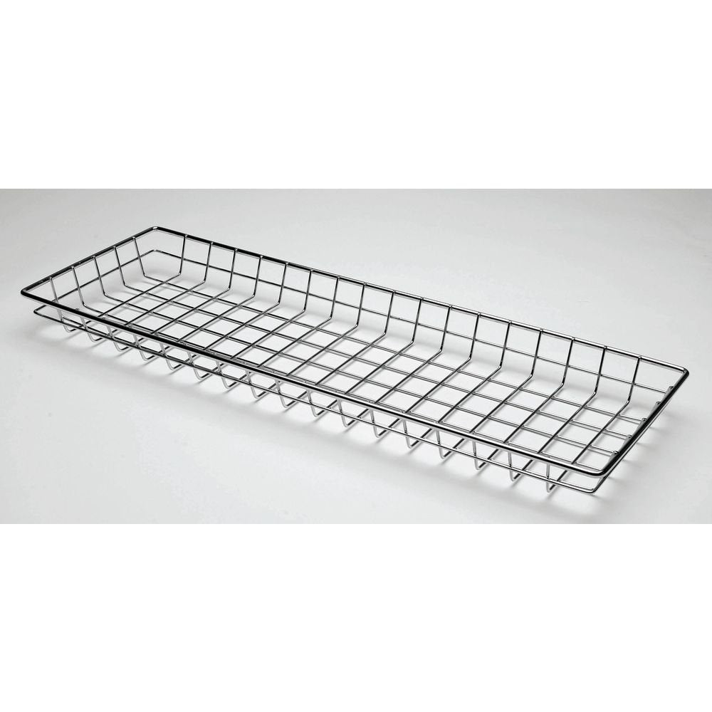 Wire Display Basket Rectangular Chrome Plated Pastry Basket Bakery Tray - 26"L x 9"W x 2"H by HUBERT – Metal, Silver
