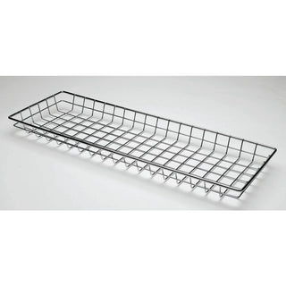 Wire Display Basket Rectangular Chrome Plated Pastry Basket Bakery Tray - 26"L x 9"W x 2"H by HUBERT – Metal, Silver