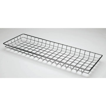 Wire Display Basket Rectangular Chrome Plated Pastry Basket Bakery Tray - 26"L x 9"W x 2"H by HUBERT – Metal, Silver