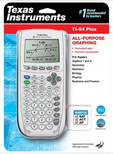 Ti-84 Plus Graphing Calculator by Texas Instruments – Plastic, White, Model 84PLWHITE