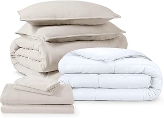 Stonewashed Bedding Bundle Set - 8 Piece Duvet Cover, Duvet Insert and Sheet Set - Stonewashed Microfiber - Ultra Soft and Breathable - Linen-Like Look (King, Fog)