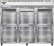 3FE-GD-HD Extra-Wide Three Section Reach In Glass Door Freezer, 85-1/2"W, Half-Height Doors