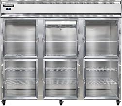 3FE-GD-HD Extra-Wide Three Section Reach In Glass Door Freezer, 85-1/2"W, Half-Height Doors