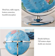 Practical Globe Geographic Globes Metal Stand Stainless Steel Educational Globe 16.5in Diameter Desktop World Globes for Interactive Fun y Decor by POCHY – Model 10478812