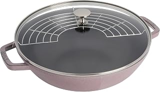 STAUB Cast Iron Perfect Pan, Wok, 4.5-quart, serves 4-5, Made in France, Peony Pink